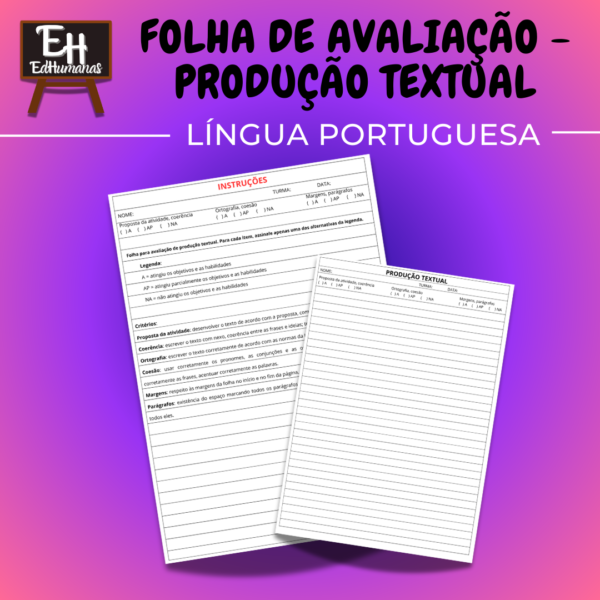 Folha de avaliação - Produção textual