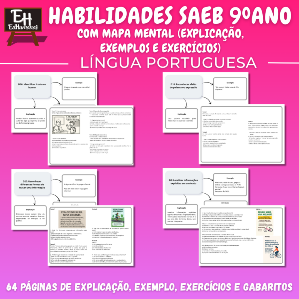 Habilidades SAEB 9ºano com Mapa Mental (explicação, exemplos e exercícios)